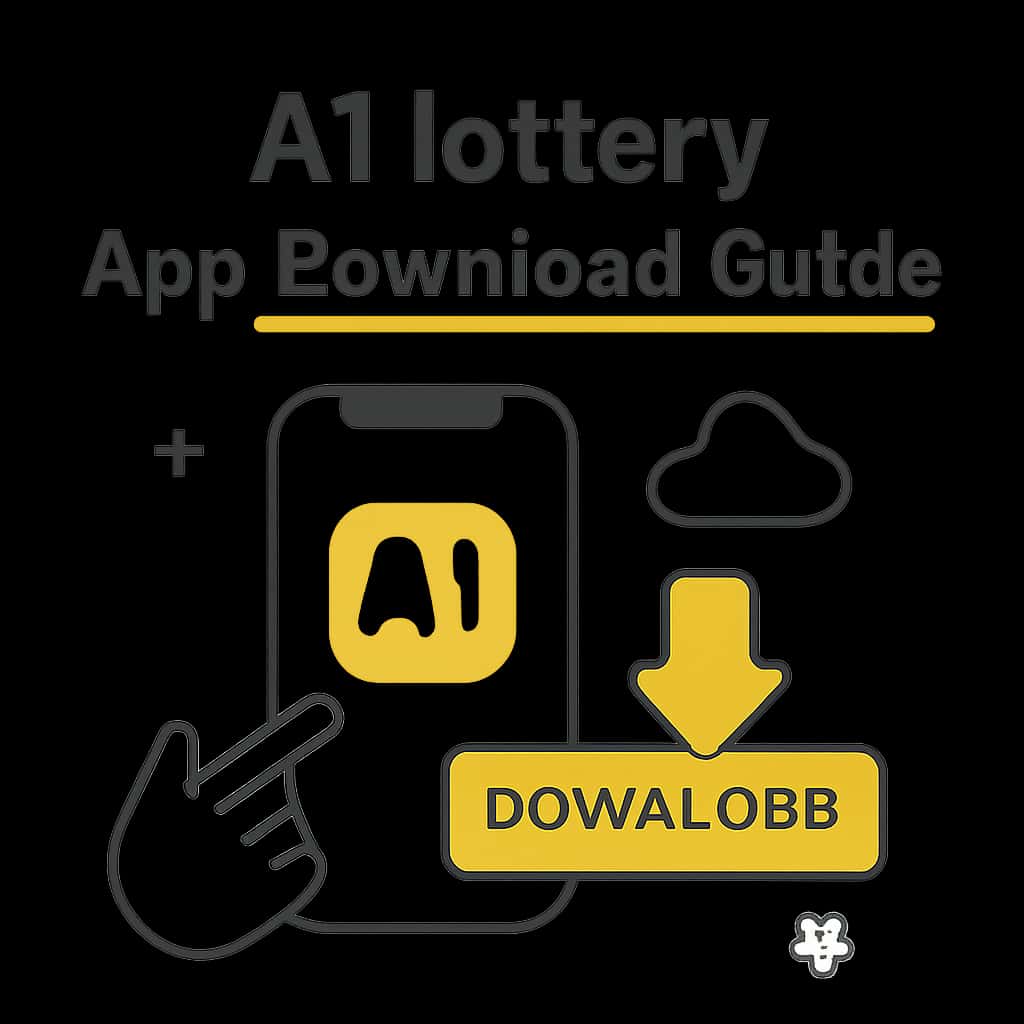 An educational diagram illustrating the steps to download and install the A1 lottery app.