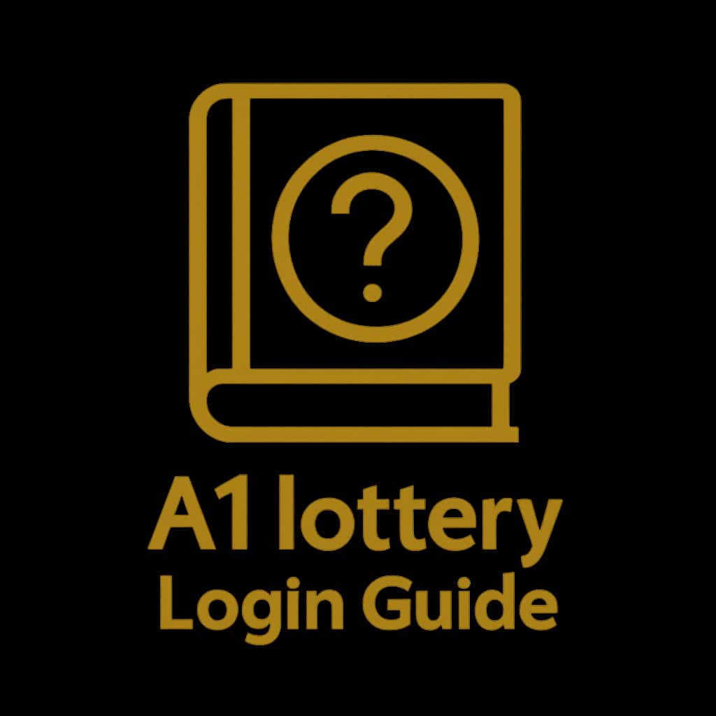 A simple badge design for A1 lottery Login Guide emphasizing security.
