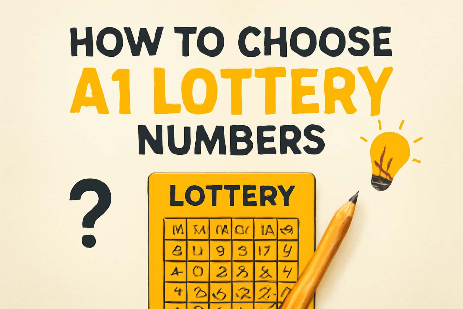 Informational scene on selecting A1 lottery numbers with emphasized text.