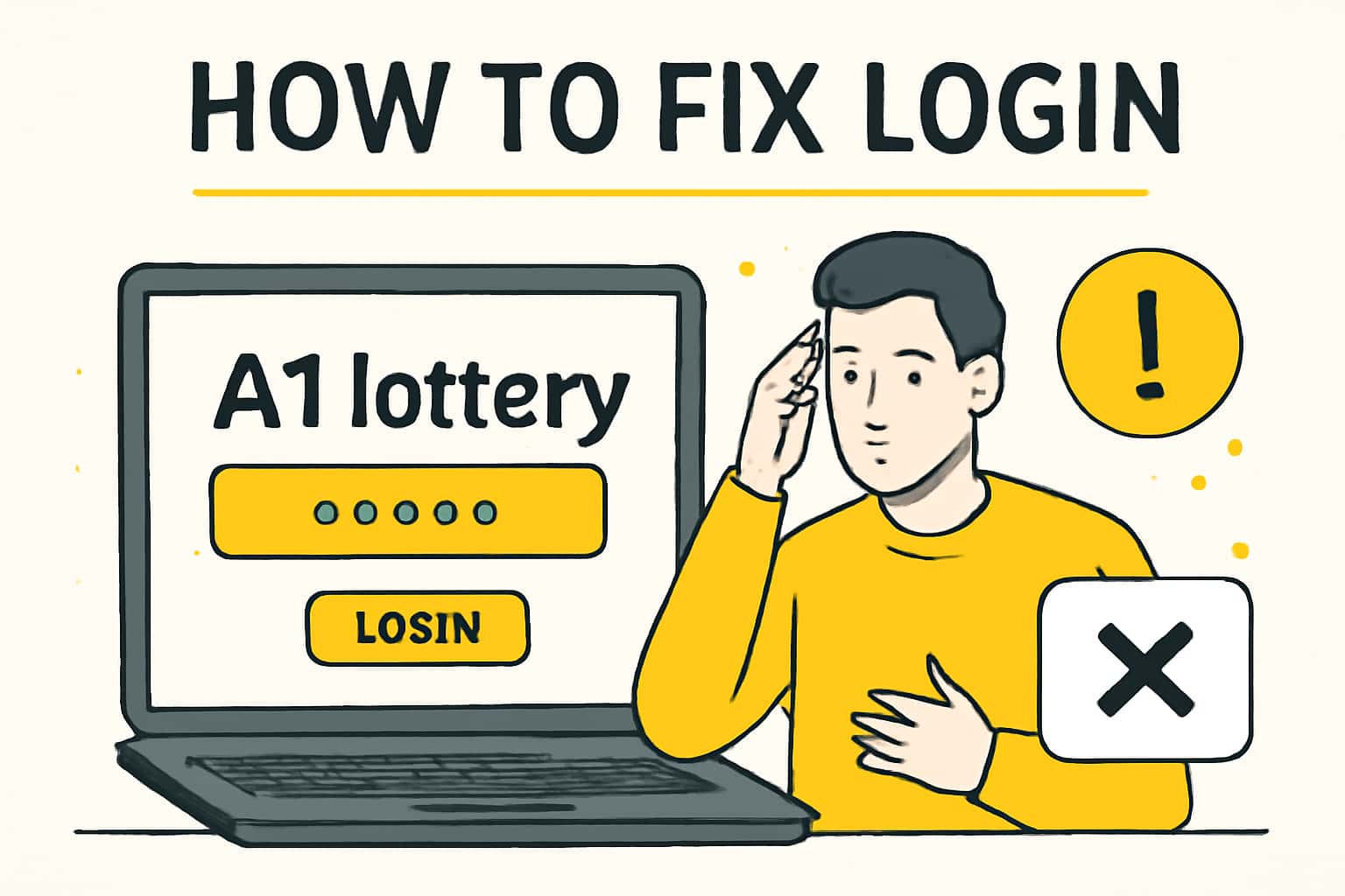 Informative visual about troubleshooting A1 lottery login issues
