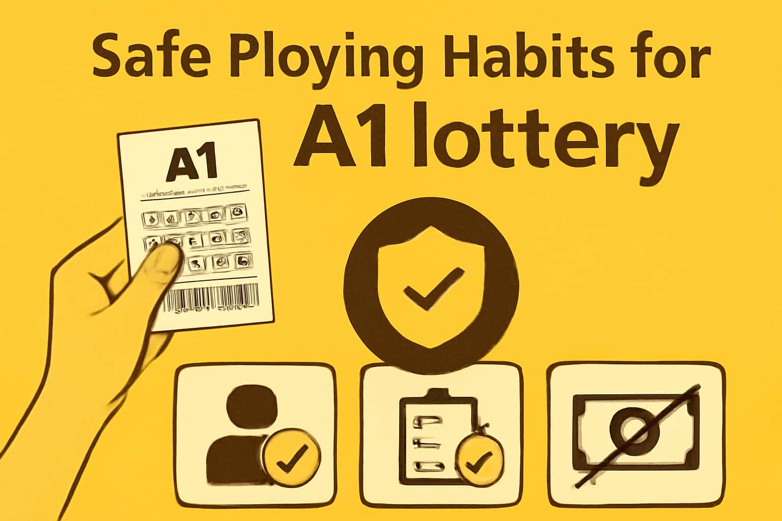 An informative scene depicting safe playing habits for A1 lottery.
