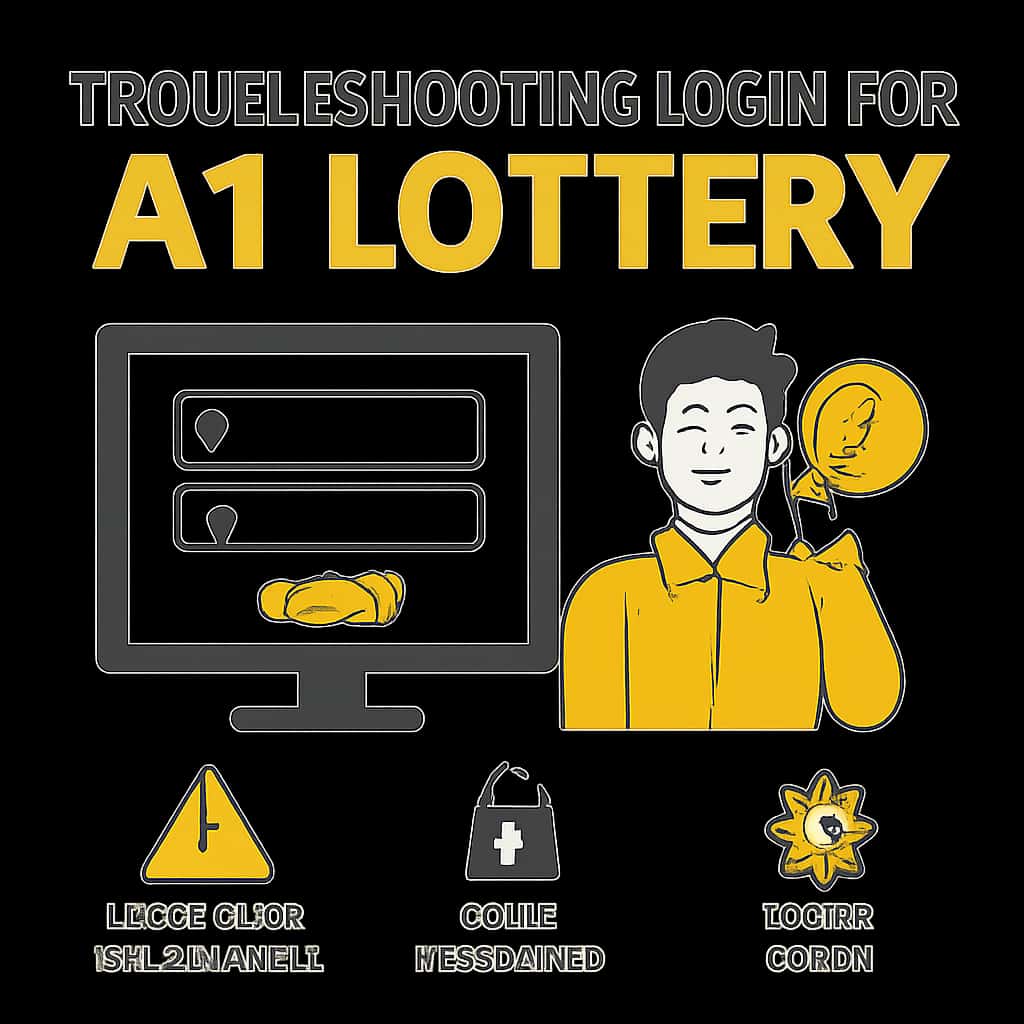 An educational diagram explaining login troubleshooting for A1 lottery.