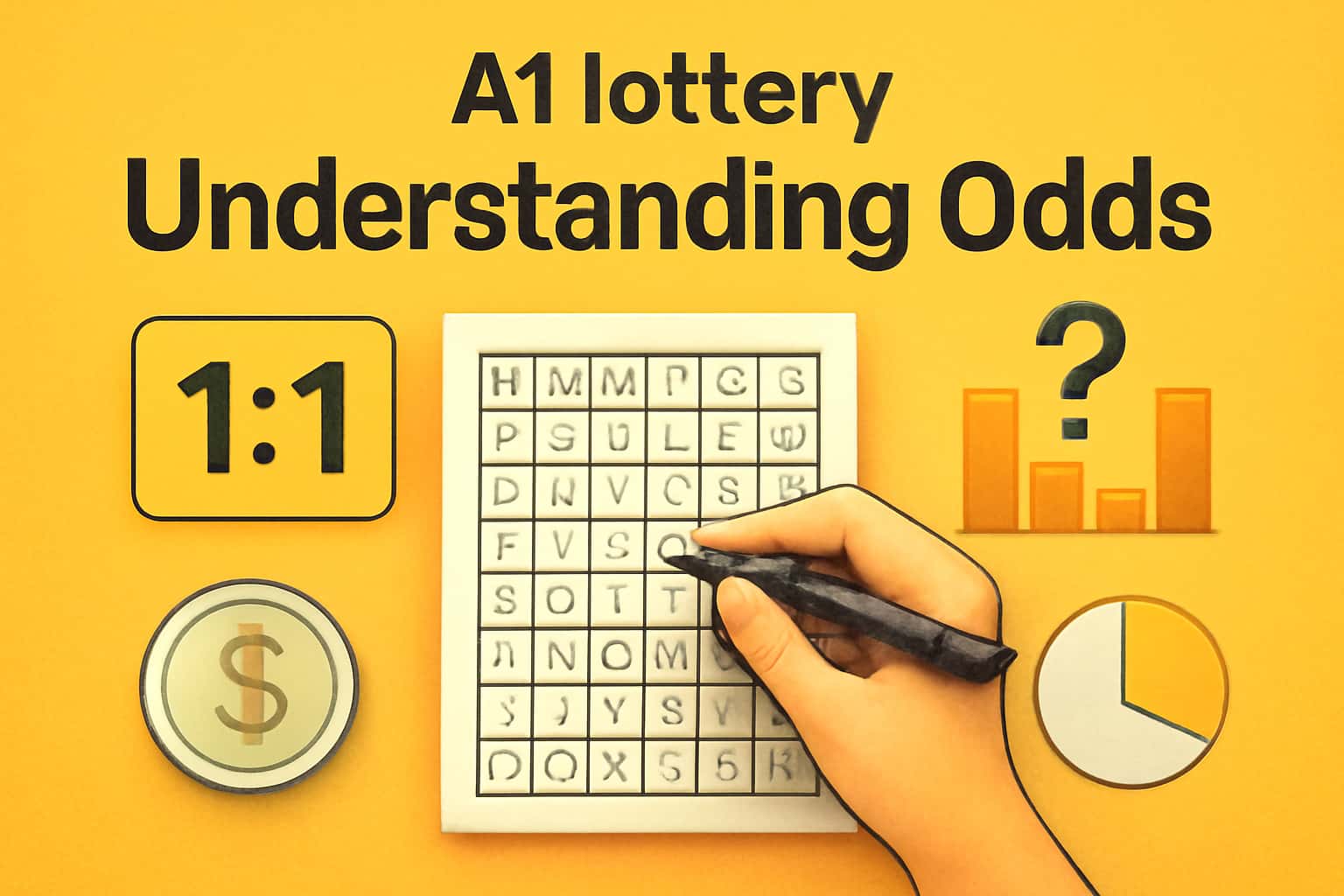 An informative graphic illustrating the concept of A1 lottery odds with the text 'A1 lottery' prominently displayed.